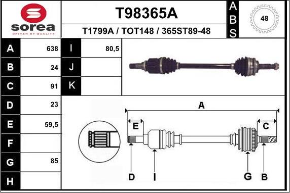 EAI T98365A - Приводной вал unicars.by