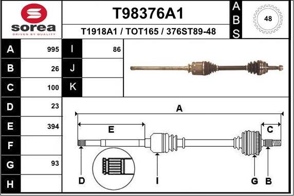 EAI T98376A1 - Приводной вал unicars.by