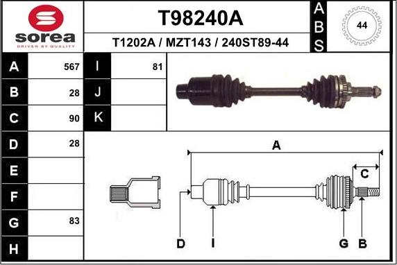 EAI T98240A - Приводной вал unicars.by