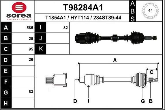 EAI T98284A1 - Приводной вал unicars.by