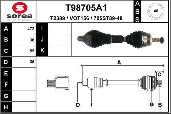 EAI T98705A1 - Приводной вал unicars.by