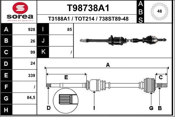 EAI T98738A1 - Приводной вал unicars.by