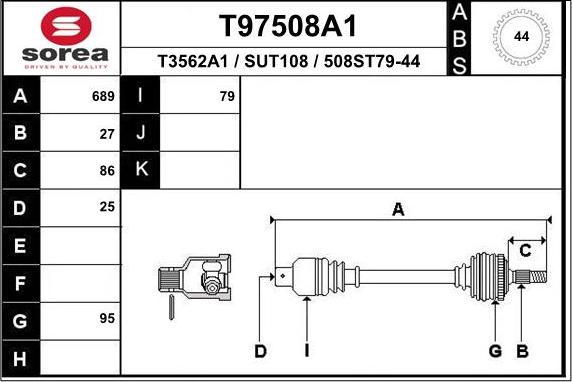 EAI T97508A1 - Приводной вал unicars.by