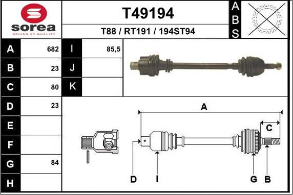 EAI T49194 - Приводной вал unicars.by