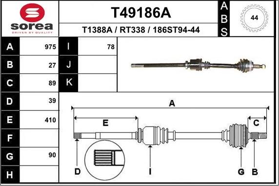 EAI T49186A - Приводной вал unicars.by