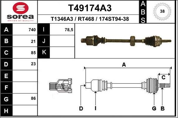 EAI T49174A3 - Приводной вал unicars.by