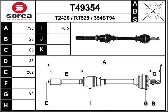 EAI T49354 - Приводной вал unicars.by