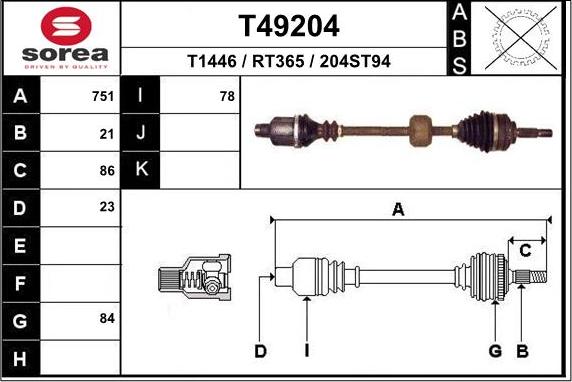 EAI T49204 - Приводной вал unicars.by