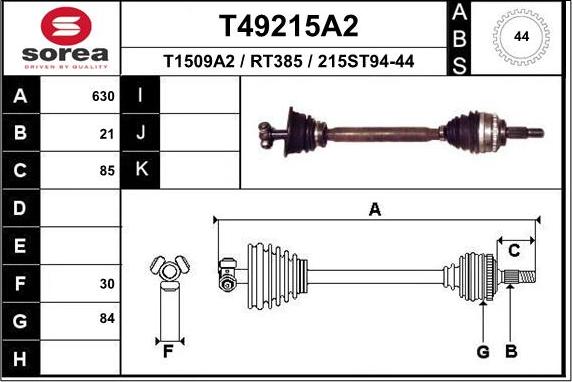 EAI T49215A2 - Приводной вал unicars.by