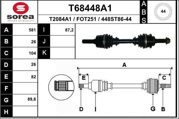 EAI T68448A1 - Приводной вал unicars.by