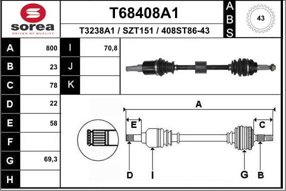 EAI T68408A1 - Приводной вал unicars.by