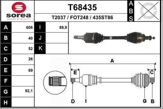 EAI T68435 - Приводной вал unicars.by