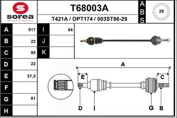 EAI T68003A - Приводной вал unicars.by