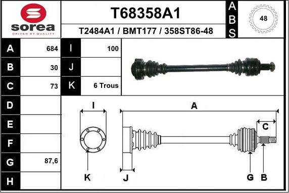 EAI T68358A1 - Приводной вал unicars.by