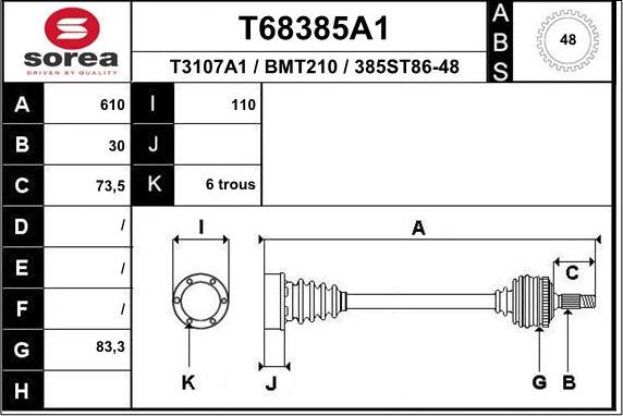 EAI T68385A1 - Приводной вал unicars.by