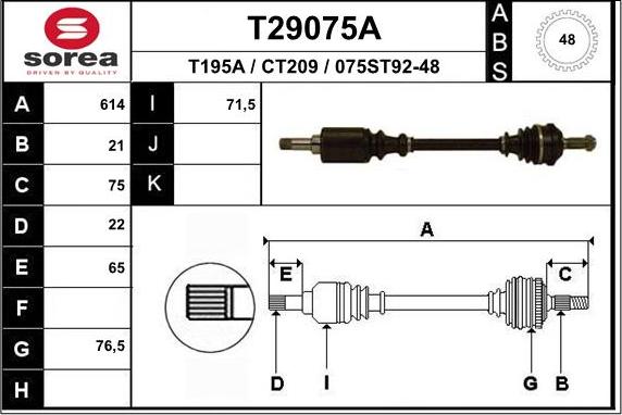 EAI T29075A - Приводной вал unicars.by