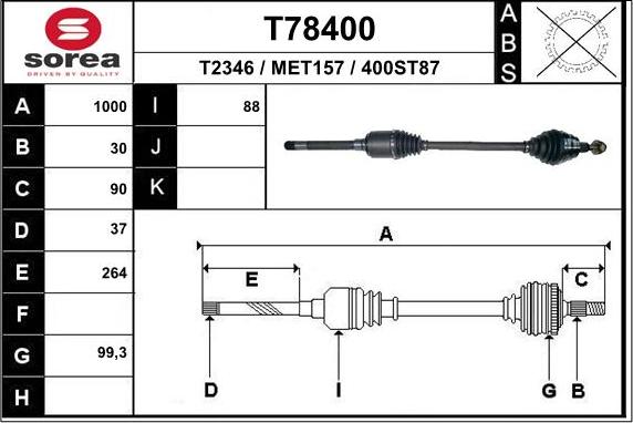 EAI T78400 - Приводной вал unicars.by