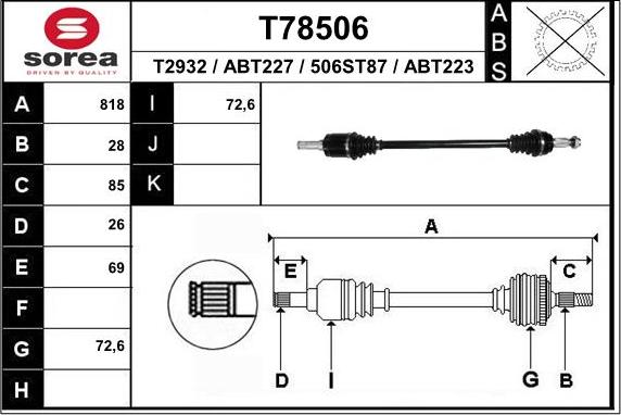 EAI T78506 - Приводной вал unicars.by