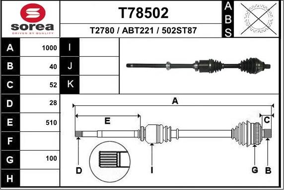 EAI T78502 - Приводной вал unicars.by