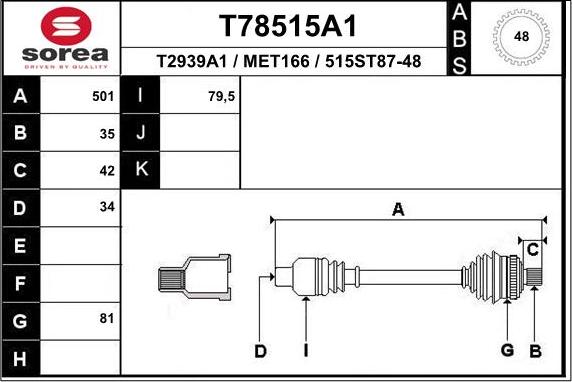 EAI T78515A1 - Приводной вал unicars.by