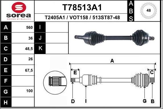 EAI T78513A1 - Приводной вал unicars.by