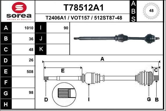 EAI T78512A1 - Приводной вал unicars.by