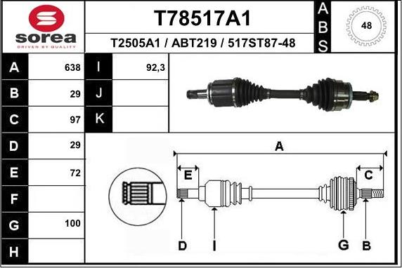 EAI T78517A1 - Приводной вал unicars.by