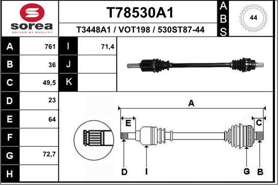 EAI T78530A1 - Приводной вал unicars.by