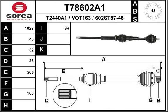 EAI T78602A1 - Приводной вал unicars.by