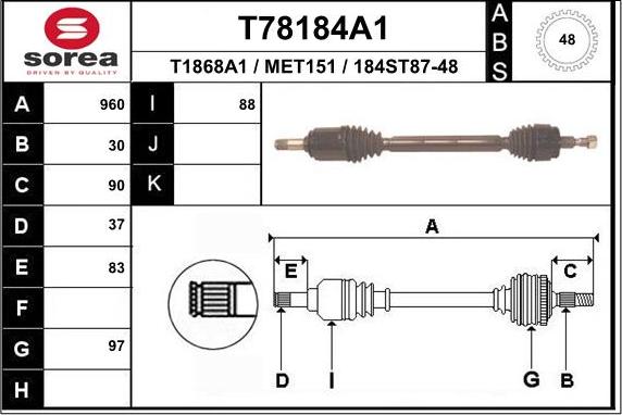 EAI T78184A1 - Приводной вал unicars.by