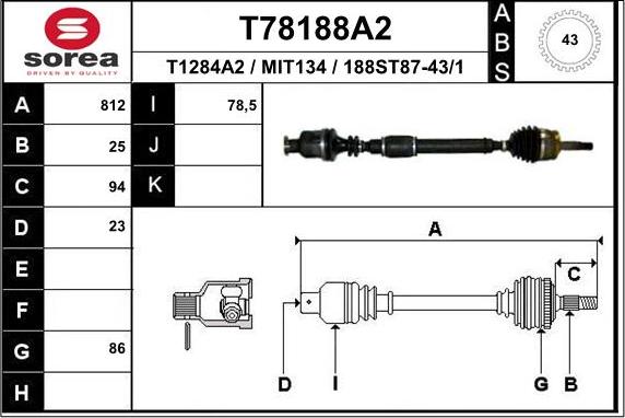 EAI T78188A2 - Приводной вал unicars.by