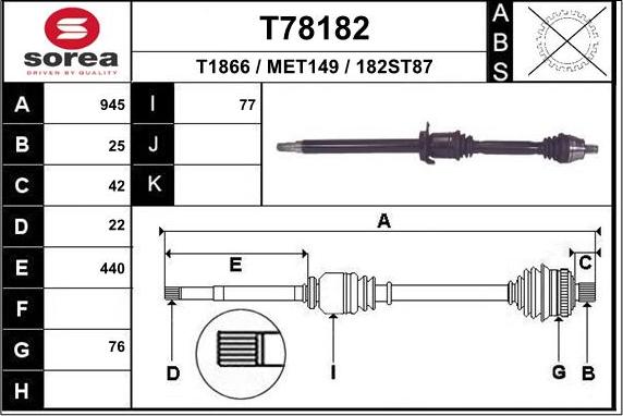 EAI T78182 - Приводной вал unicars.by