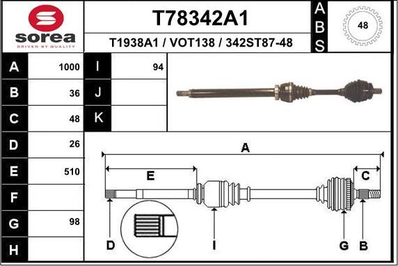 EAI T78342A1 - Приводной вал unicars.by