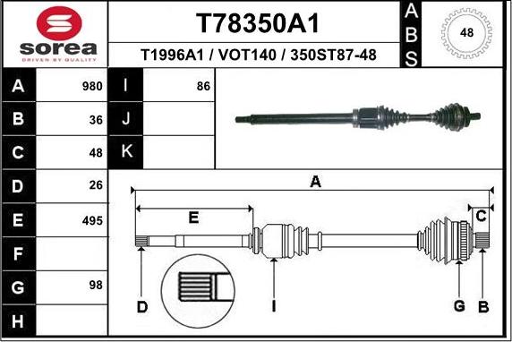 EAI T78350A1 - Приводной вал unicars.by