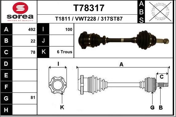 EAI T78317 - Приводной вал unicars.by