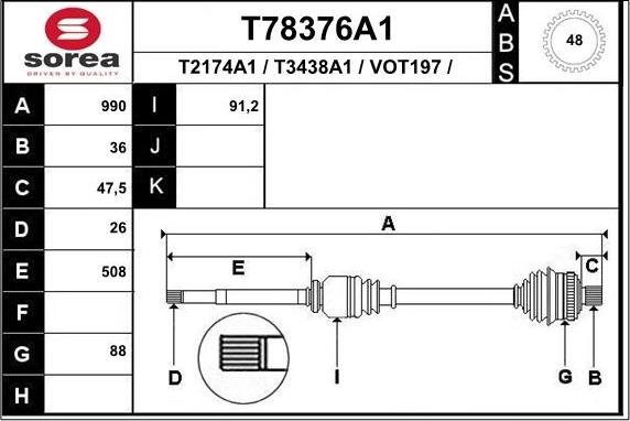 EAI T78376A1 - Приводной вал unicars.by