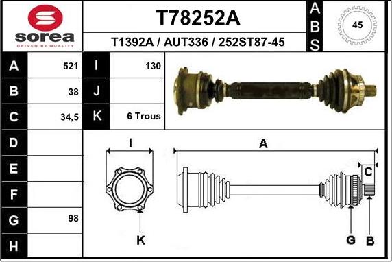 EAI T78252A - Приводной вал unicars.by