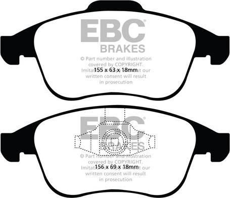 EBC Brakes DP1992 - Тормозные колодки, дисковые, комплект unicars.by