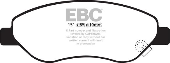 EBC Brakes DP1981 - Тормозные колодки, дисковые, комплект unicars.by