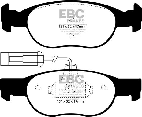 EBC Brakes DP1059 - Тормозные колодки, дисковые, комплект unicars.by