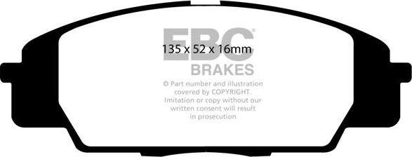 EBC Brakes DP1254 - Тормозные колодки, дисковые, комплект unicars.by