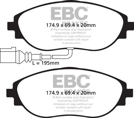 EBC Brakes DP82127RP1 - Комплект высокоэффективных тормозных колодок unicars.by