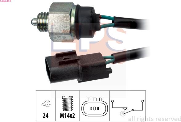 EPS 1.860.313 - Датчик, переключатель, фара заднего хода unicars.by