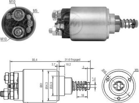 ERA ZM2735 - Тяговое реле, соленоид, стартер unicars.by