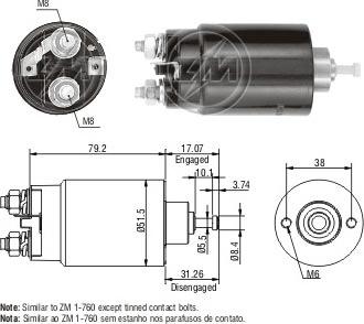 ERA ZM760 - Тяговое реле, соленоид, стартер unicars.by