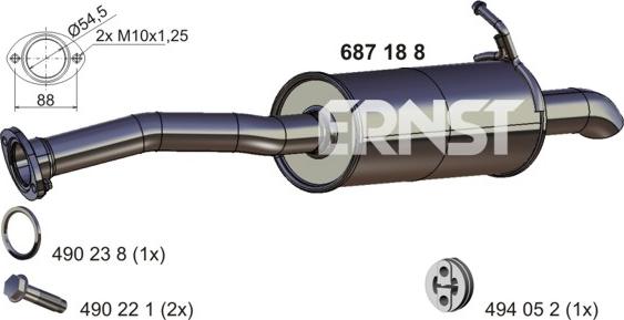 ERNST 687188 - Глушитель выхлопных газов, конечный unicars.by