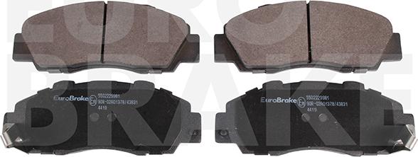 Eurobrake 5502229981 - Тормозные колодки, дисковые, комплект unicars.by