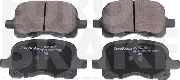 Eurobrake 5502224542 - Тормозные колодки, дисковые, комплект unicars.by