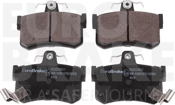 Eurobrake 5502224017 - Тормозные колодки, дисковые, комплект unicars.by