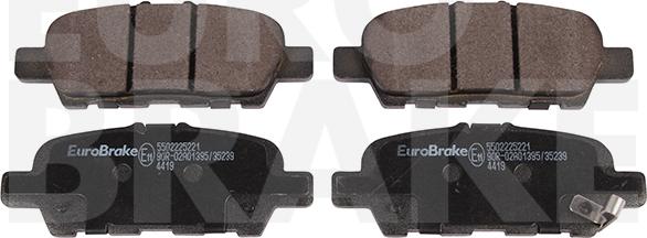 Eurobrake 5502225221 - Тормозные колодки, дисковые, комплект unicars.by